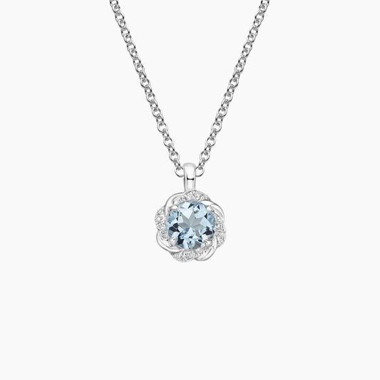 Oceana Aquamarine and Diamond Pendant in 18K White Gold