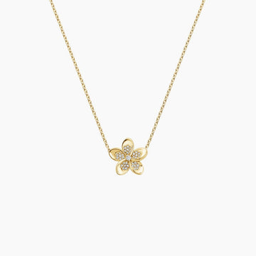 Plumeria Lab Diamond Necklace 0.125 ct  in 18K Yellow Gold