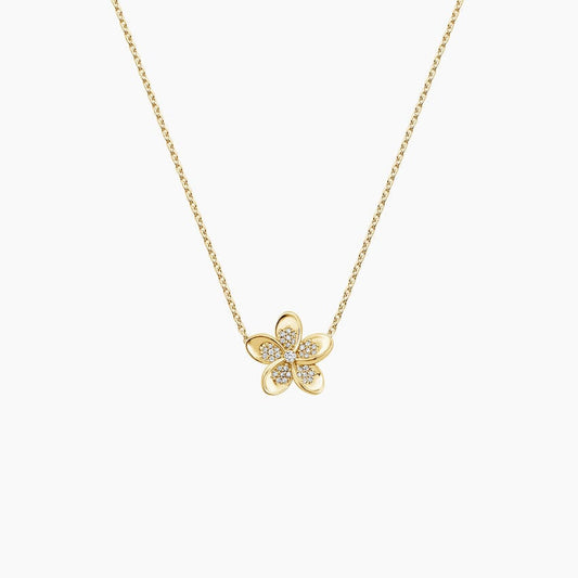 Plumeria Lab Diamond Necklace 0.125 ct  in 18K Yellow Gold