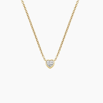 Heart Lab Diamond Bezel Solitaire Pendant 0.10 ct. in 18K Yellow Gold