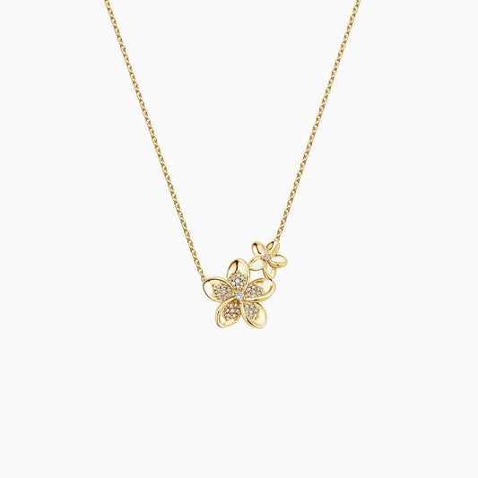 Plumeria Lab Diamond Necklace 0.125 ct  in 18K Yellow Gold