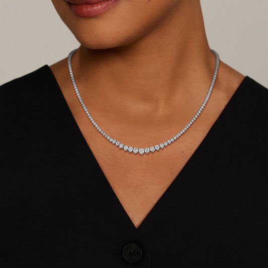 Melrose Three-Prong Lab Diamond Necklace 5 ct in 18K White Gold