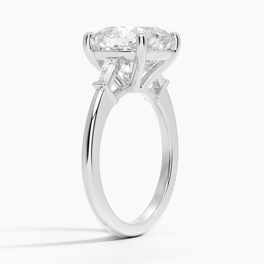 5 Carat Cushion- Lab Diamond - Tapper Trilogy - Engagement Ring in 18k White Gold (Copy)