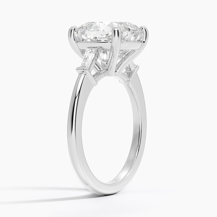 5 Carat Cushion- Lab Diamond - Tapper Trilogy - Engagement Ring in 18k White Gold