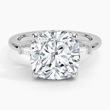 5 Carat Cushion- Lab Diamond - Tapper Trilogy - Engagement Ring in 18k White Gold