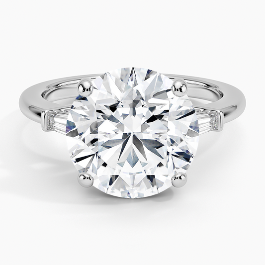 5 Carat Round - Lab Diamond - Tapper Trilogy - Engagement Ring in 18k White Gold