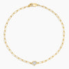 7 in. Heart Shaped Lab Diamond Paperclip Chain Bracelet 0.2 ct  in 18K Yellow Gold