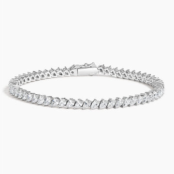 Angled Pear Lab Diamond Tennis Bracelet 6 ct  in 18K White Gold