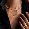 Engravable Heart Shaped Pavé Diamond Necklace in 18K Yellow Gold
