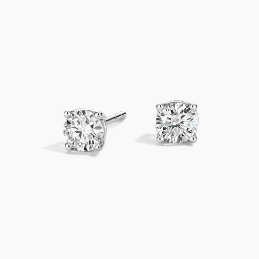 Certified Lab Diamond 4-Prong Stud Earrings in 18k White Gold