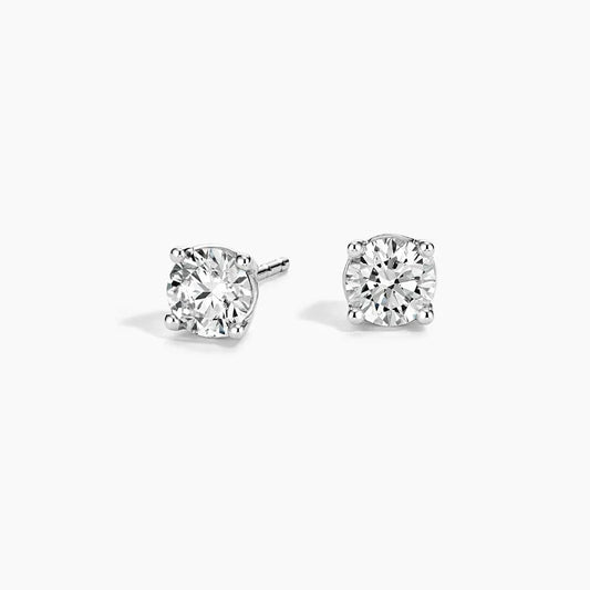 Certified Lab Diamond 4-Prong Stud Earrings in 18k White Gold