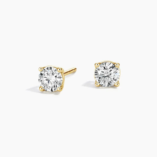 Each Certified Lab Diamond 4-Prong Stud Earrings in 18k Yellow Gold