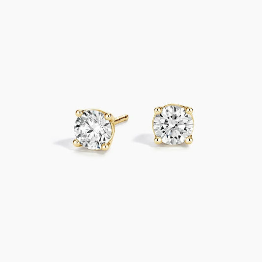 Each Certified Lab Diamond 4-Prong Stud Earrings in 18k Yellow Gold