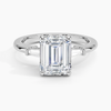 Emerlad Lab Diamond Baguette Trilogy Solitaire Engagement Ring in 18k White Gold