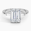 Emerlad Lab Diamond Baguette Trilogy Solitaire Engagement Ring in 18k White Gold