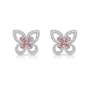 Light Pink Butterfly Diamond Studs