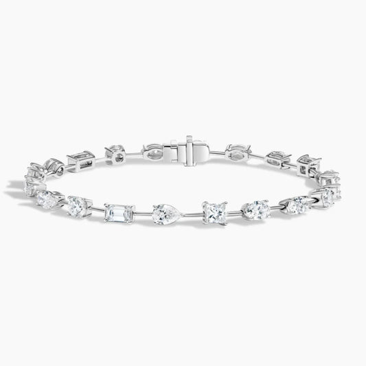 Fancy Cut Tennis Bracelets Lab Diamonds in 18k White Gold