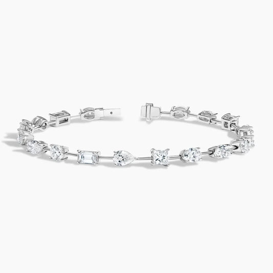 Fancy Cut Tennis Bracelets Lab Diamonds in 18k White Gold