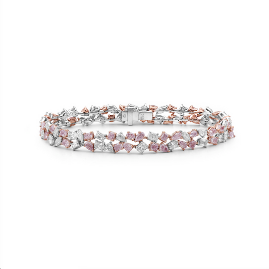 8.9ct Fancy Pink & White Diamond Double Row Bracelet