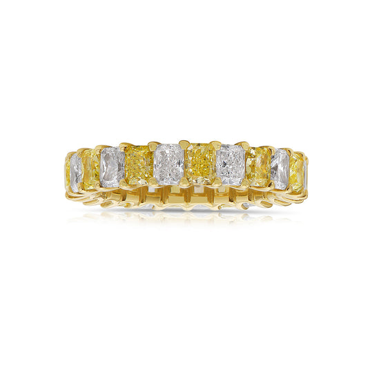 Alternating Fancy Yellow Radiant Cut Diamond Eternity Band