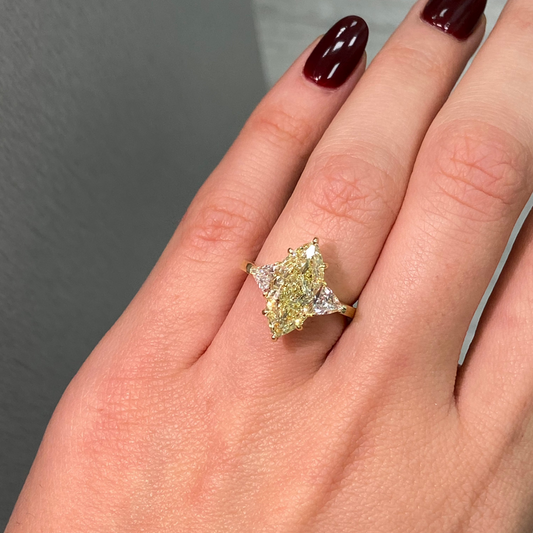 3.34ct Light Yellow Marquise Cut Diamond Engagement Ring