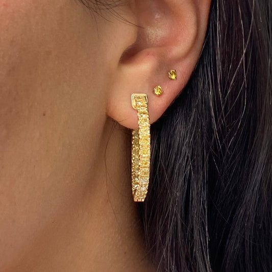 5 Carat Fancy Intense Yellow Diamond Hoops