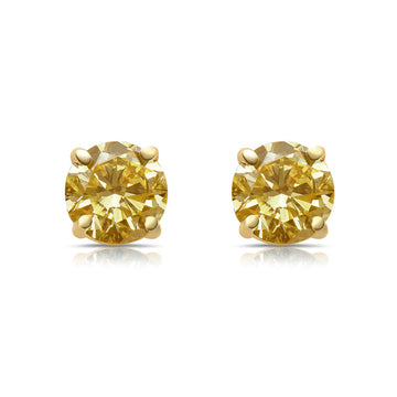 1.63ct GIA Fancy Intense Yellow Round Diamond Studs