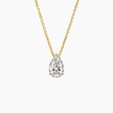 1 Carat - Pear Lab Diamond - Pendant in Yellow Gold