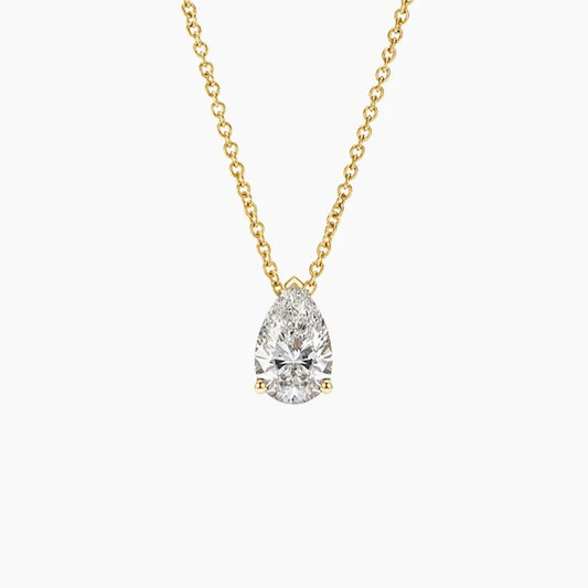 1 Carat - Pear Lab Diamond - Pendant in Yellow Gold