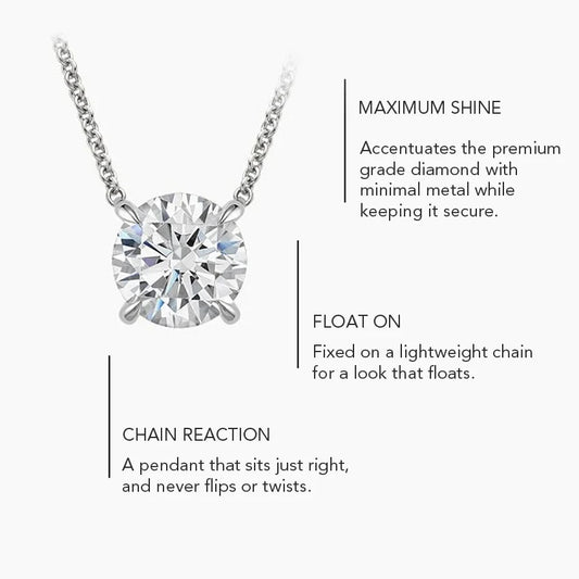 1 Carat Round - Lab Diamond Pendant in White Gold