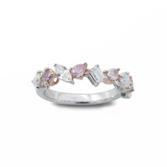 Natural Pink & White Diamond Half Eternity Ring