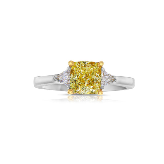 1.5ct Fancy Yellow Cushion Diamond Engagement Ring