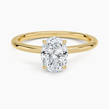 Oval Lab Diamond - Solitaire Engagement Ring in 18k Yellow Gold