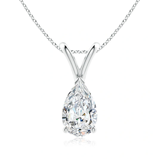 Pear Natural  Solitaire V-Shaped Pendant