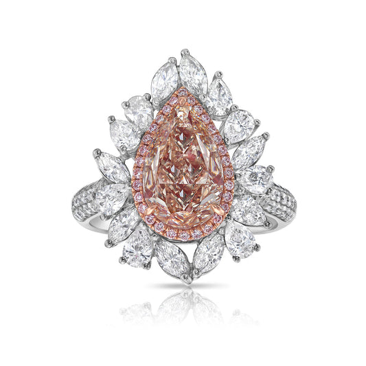 2.5 Carat Pear Shape Peach Diamond Ring