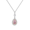 Pink Pear Diamond Double Halo Drop Pendant Necklace