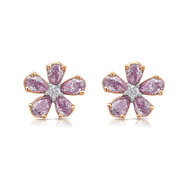 Light Pink Diamond Flower Studs