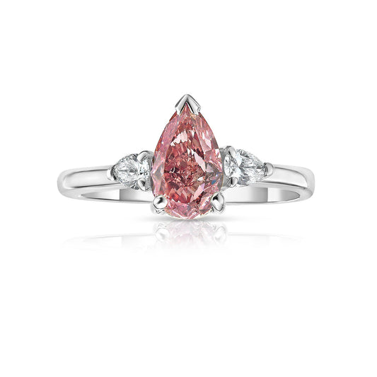 1ct Intense Pink Pear Shape Diamond Engagement Ring