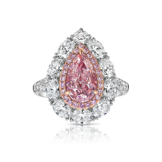 2ct Pink Pear Diamond Statement Ring and Pendant