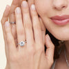 Princess Lab Diamond - Pave Setting - Solitaire Engagement Ring in 18k White Gold