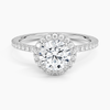 Round Lab Diamond - Pave with Halo - Solitaire Engagement Ring in 18k White Gold