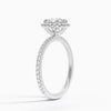 Round Lab Diamond - Pave with Halo - Solitaire Engagement Ring in 18k White Gold