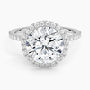 Round Lab Diamond - Pave with Halo - Solitaire Engagement Ring in 18k White Gold