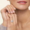 Round Lab Diamond - Pave with Halo - Solitaire Engagement Ring in 18k White Gold