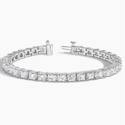 Princess Lab Diamond Tennis Bracelet in 18k White Gold