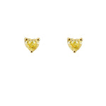 0.60 Carat - Heart Lab Diamonds - Fancy Yellow Stud Earrings in 18K Yellow Gold