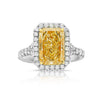 Light Yellow Radiant Halo Diamond Engagement Ring