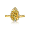 2ct All Yellow Pear Shape Halo Diamond Engagement Ring