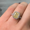 Light Yellow Radiant Halo Diamond Engagement Ring
