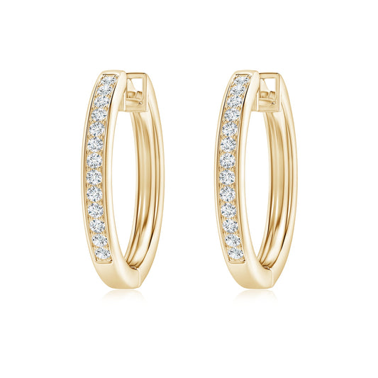 Round Natural Diamond Solitaire Hoops